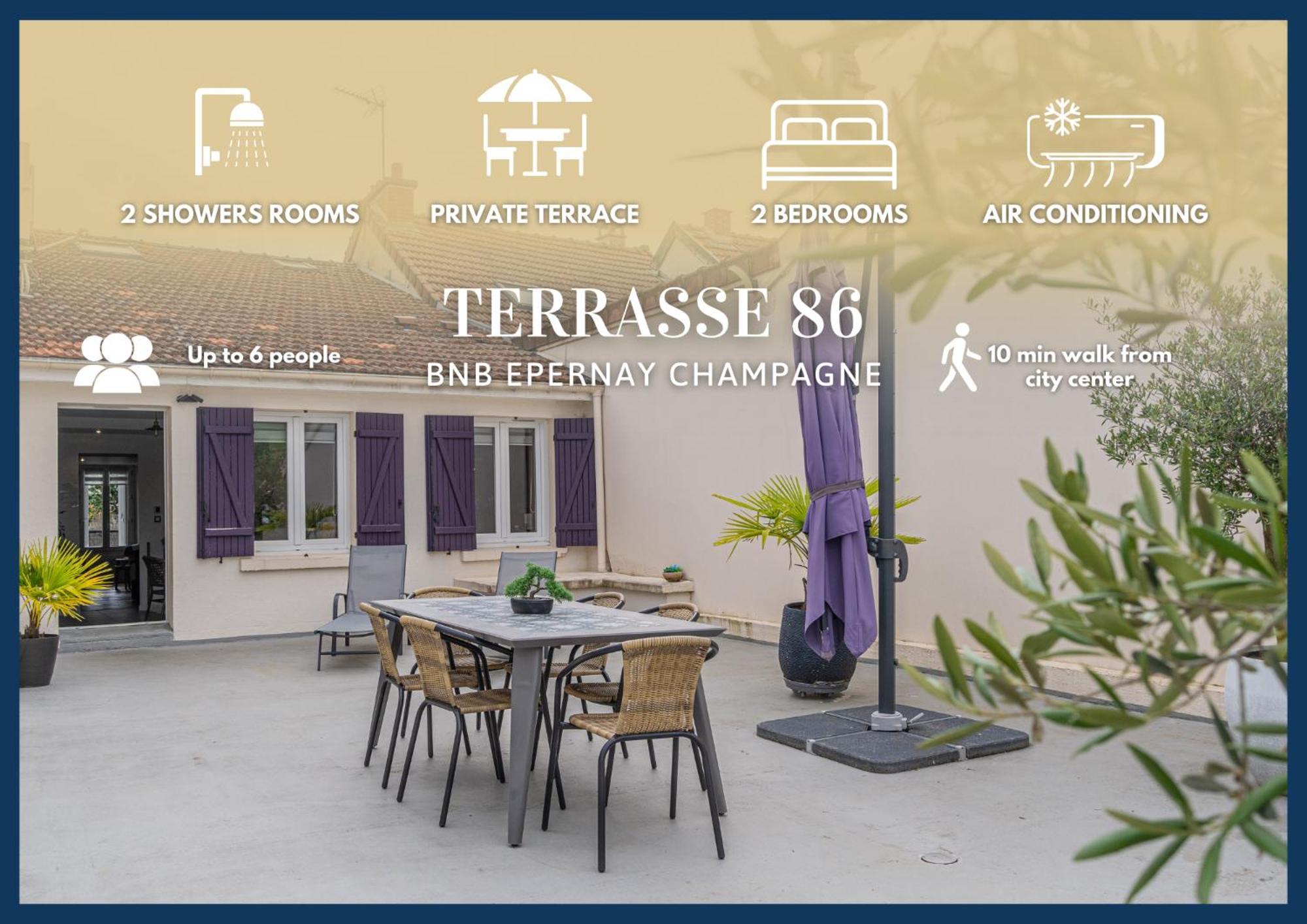 Terrasse 86 - Terrasse & Climatisation - 4-6 Personnes - Bnb Épernay Zewnętrze zdjęcie